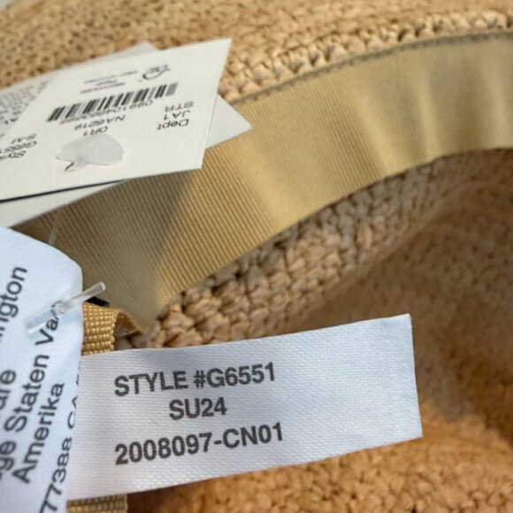 J. Crew Wide Brim Packable Straw Raffia Hat Natural Travel Vacation S/M - Picture 7 of 8